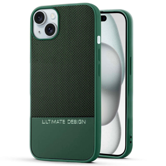 Two-Tone Back Cover with Pyramid Texture & Vegan Leather Finish for Apple iPhone 15 - Where Style Meets Function