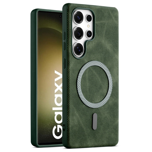 Rugged Vintage Look Back Case For Samsung S23 Ultra 5G With Magnetic Charging Compatible with MagSafe