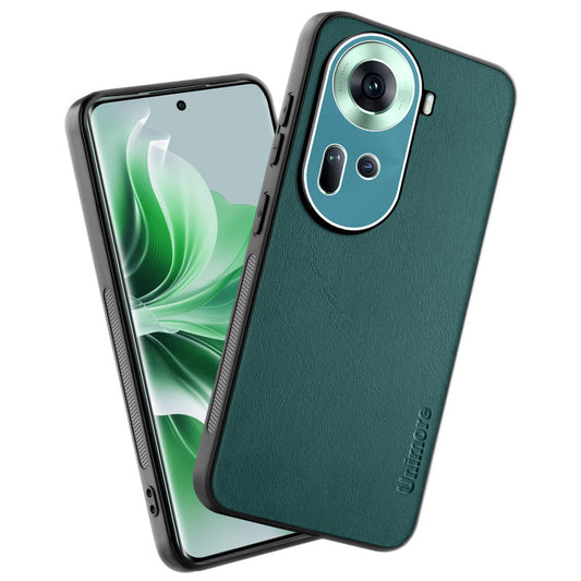 Unimore Leather Hard Case with Shiny Camera Protection For Oppo Reno 11 5G