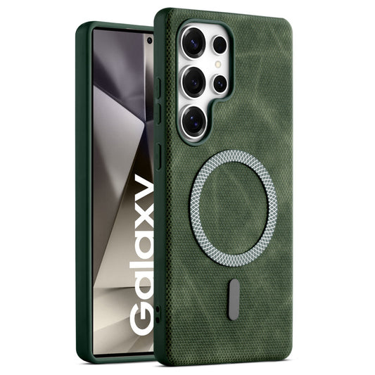 Rugged Vintage Look Back Case For Samsung S24 Ultra 5G With Magnetic Charging Compatible with MagSafe