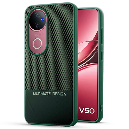 Two-Tone Back Cover with Pyramid Texture & Vegan Leather Finish for Vivo V50 5G - Where Style Meets Function