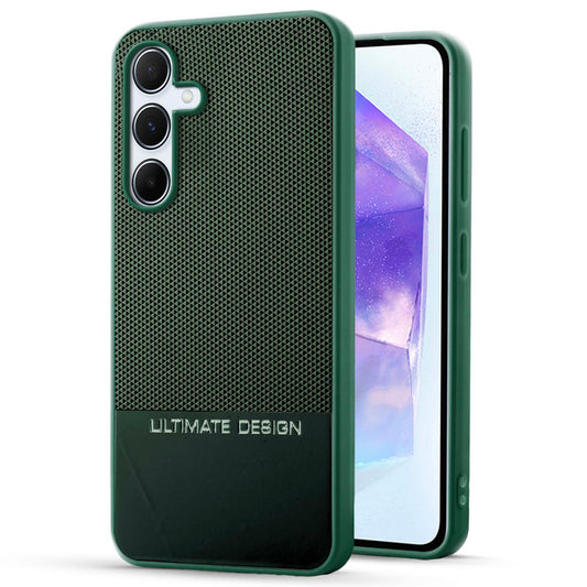Two-Tone Back Cover with Pyramid Texture & Vegan Leather Finish for Samsung A55 5G - Where Style Meets Function