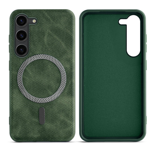 Rugged Vintage Look Back Case For Samsung S23 5G With Magnetic Charging Compatible with MagSafe