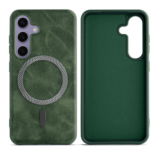 Rugged Vintage Look Back Case For Samsung S25 5G With Magnetic Charging Compatible with MagSafe