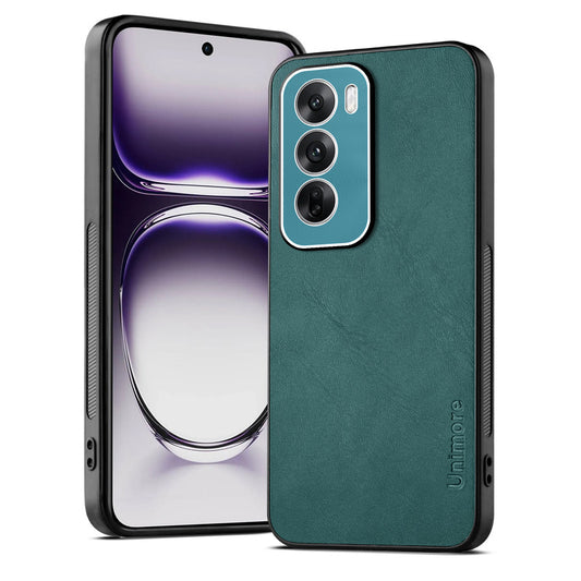 Unimore Leather Hard Case with Shiny Camera Protection For Oppo Reno 12 5G
