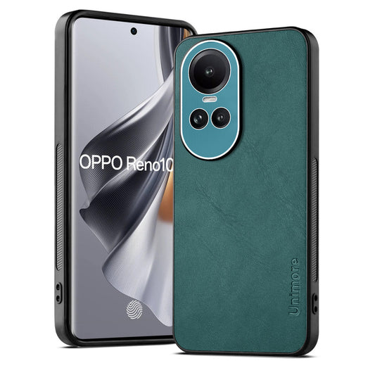 Unimore Leather Hard Case with Shiny Camera Protection For Oppo Reno 10 5G