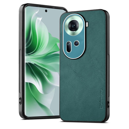 Unimore Leather Hard Case with Shiny Camera Protection For Oppo Reno 11 5G