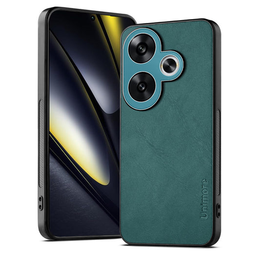 Unimore Leather Hard Case with Shiny Camera Protection For Poco F6 5G