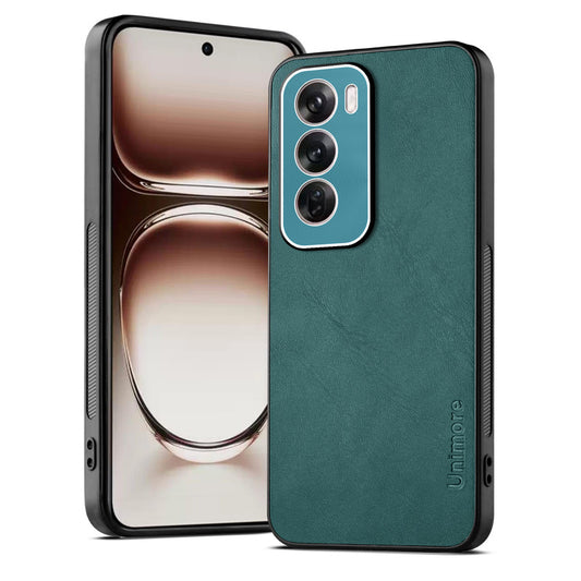 Unimore Leather Hard Case with Shiny Camera Protection For Oppo Reno 12 Pro 5G
