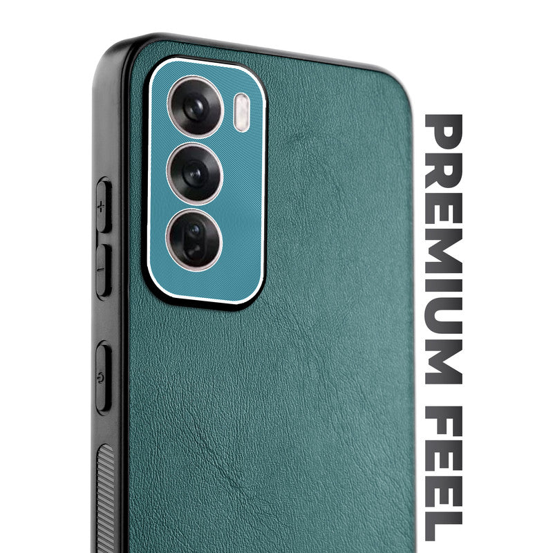 Unimore Leather Hard Case with Shiny Camera Protection For Oppo Reno 12 Pro 5G