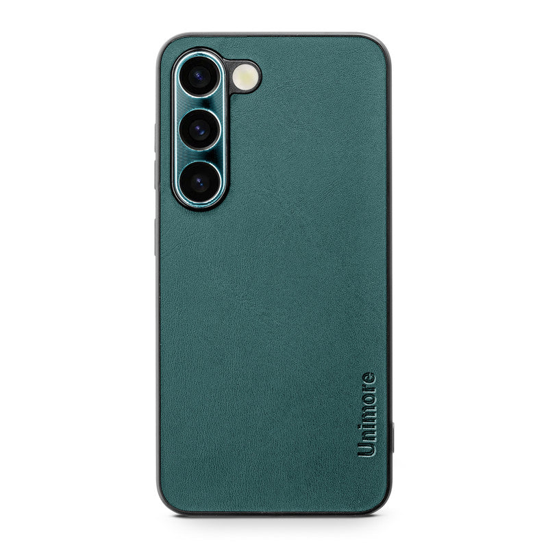 Unimore Leather Hard Case with Shiny Camera Protection For Samsung S23 5G