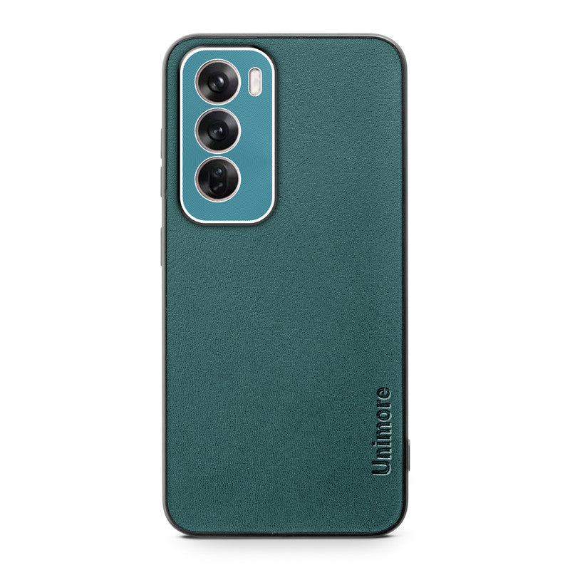 Unimore Leather Hard Case with Shiny Camera Protection For Oppo Reno 12 Pro 5G