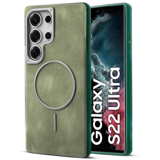 Elite PU Leather Case for Samsung S22 Ultra 5G , Hard Shell with Soft Inner Fabric & MagSafe Support