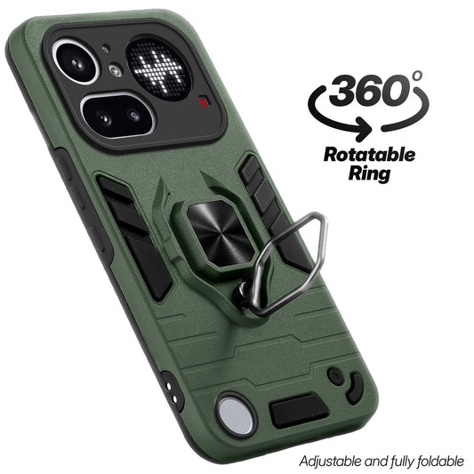 Dual layer shockproof back cover with 360° rotatable ring grip for Nothing Phone 4A Pro 5G