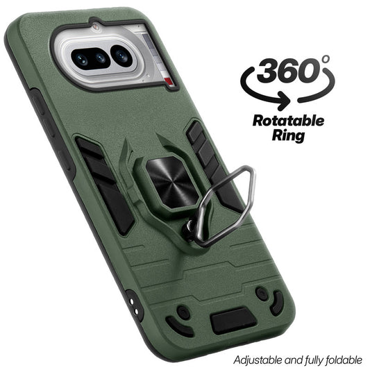 Dual layer shockproof back cover with 360° rotatable ring grip for Nothing Phone 4A 5G