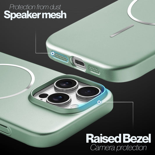 Slim Metallic Texture Wireless Charging MagSafe Case for Apple iPhone 16 Pro