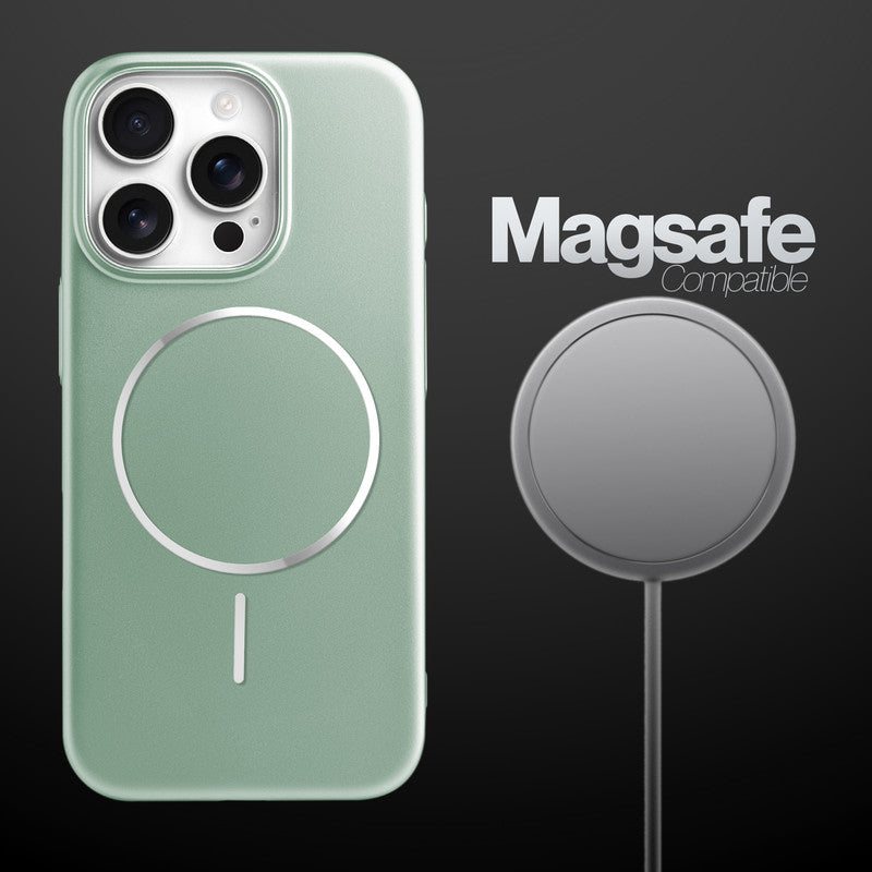 Slim Metallic Texture Wireless Charging MagSafe Case for Apple iPhone 16 Pro