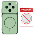 Green back cover for Vivo X200T 5G with printed ring pattern and message showing not compatible with MagSafe charging.
