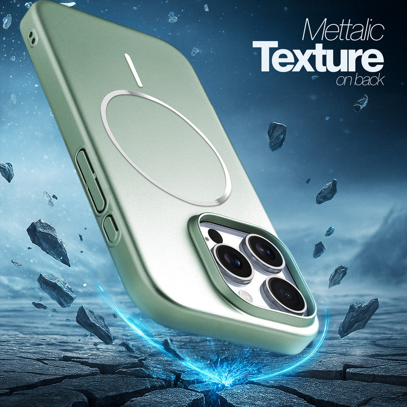Slim Metallic Texture Wireless Charging MagSafe Case for Apple iPhone 15 Pro Max