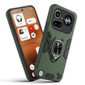 Front and back view of Nothing Phone 4A Pro 5G fitted with a protective case and ring grip