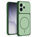 Front and back view of Green protective back cover for Oppo Reno 15 Pro Mini 5G with textured sides, camera guard and slim fit design.