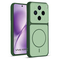 Front and back view of Green protective back cover for Vivo X200T 5G with textured sides, camera guard and slim fit design.