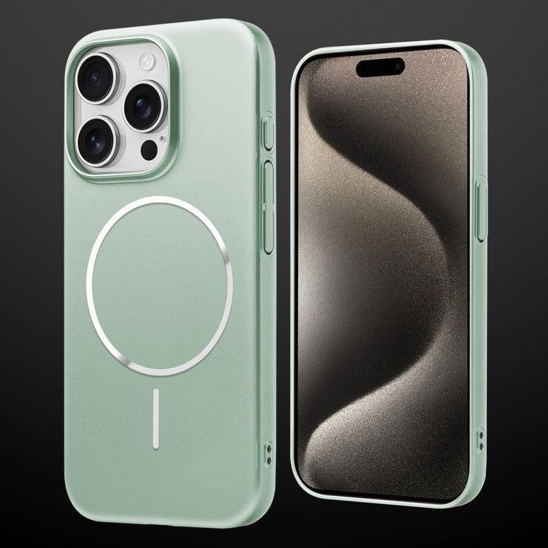 Slim Metallic Texture Wireless Charging MagSafe Case for Apple iPhone 15 Pro Max