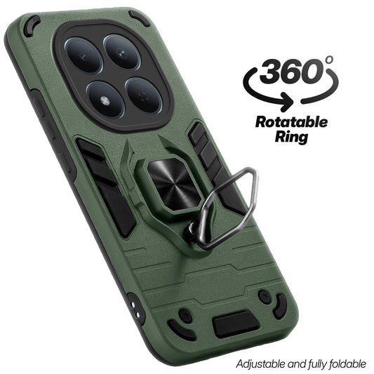 Dual layer shockproof back cover with 360° rotatable ring grip for Redmi Note 15 Pro 5G