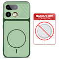 Green back cover for Realme 16 Pro Plus 5G with printed ring pattern and message showing not compatible with MagSafe charging.