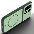 Angled view of Green mobile case for OnePlus 15 5G with proper charging port cutout, speaker holes and strong corner protection.