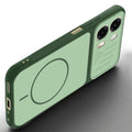 Angled view of Green mobile case for Oppo A6 Pro 5G with proper charging port cutout, speaker holes and strong corner protection.