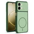 Front and back view of Green protective back cover for Oppo A6 Pro 5G with textured sides, camera guard and slim fit design.