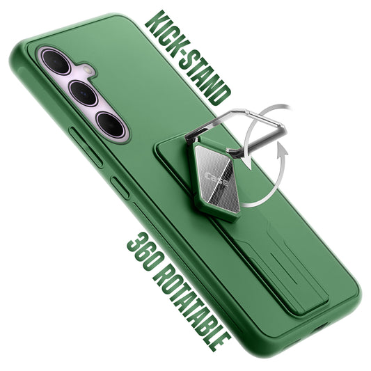 Premium Silicone Case with Metal Kickstand and Camera Protection Back Cover For Samsung A55 5G