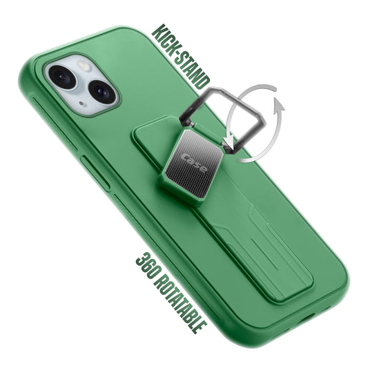 Premium Silicone Case with Metal Kickstand and Camera Protection Back Cover For Apple iPhone 15