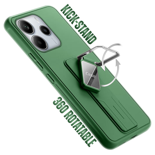 Premium Silicone Case with Metal Kickstand and Camera Protection Back Cover For Redmi Note 14 SE 5G