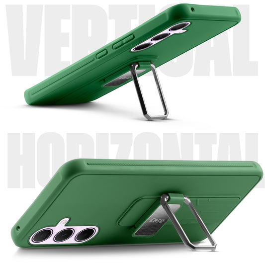 Premium Silicone Case with Metal Kickstand and Camera Protection Back Cover For Samsung A55 5G