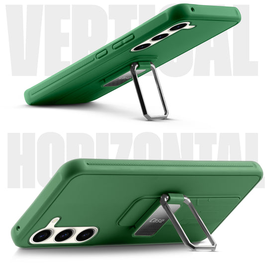 Premium Silicone Case with Metal Kickstand and Camera Protection Back Cover For Samsung S23 5G