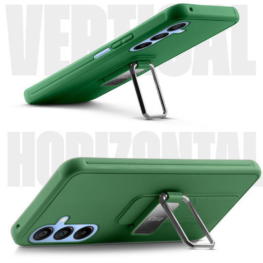 Premium Silicone Case with Metal Kickstand and Camera Protection Back Cover For Samsung A15 5G