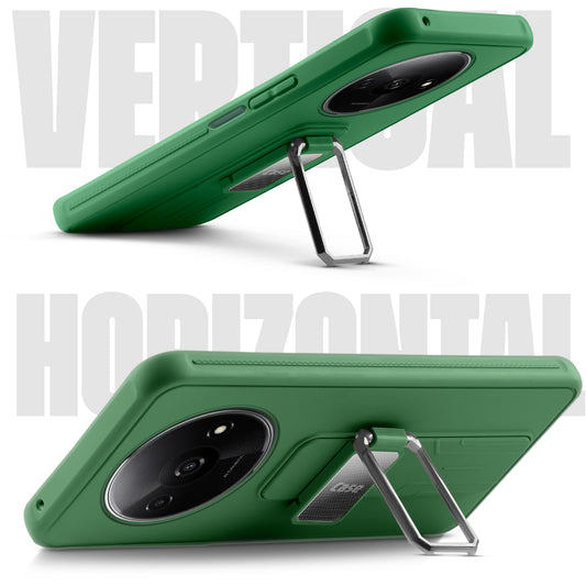 Premium Silicone Case with Metal Kickstand and Camera Protection Back Cover For Redmi A3 2024
