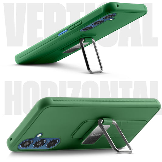 Premium Silicone Case with Metal Kickstand and Camera Protection Back Cover For Samsung M35 5G