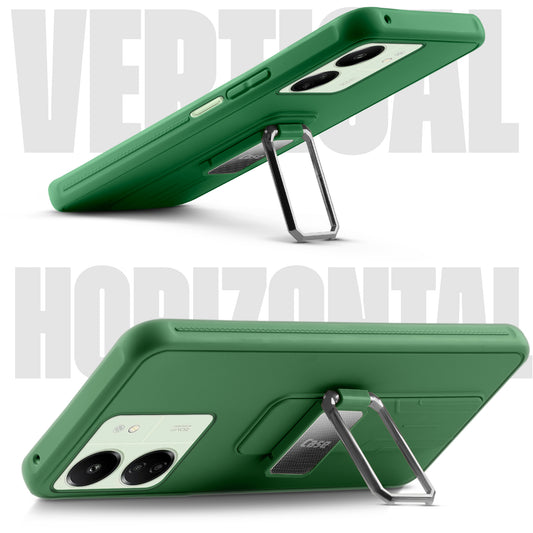 Premium Silicone Case with Metal Kickstand and Camera Protection Back Cover For Poco C65 5G