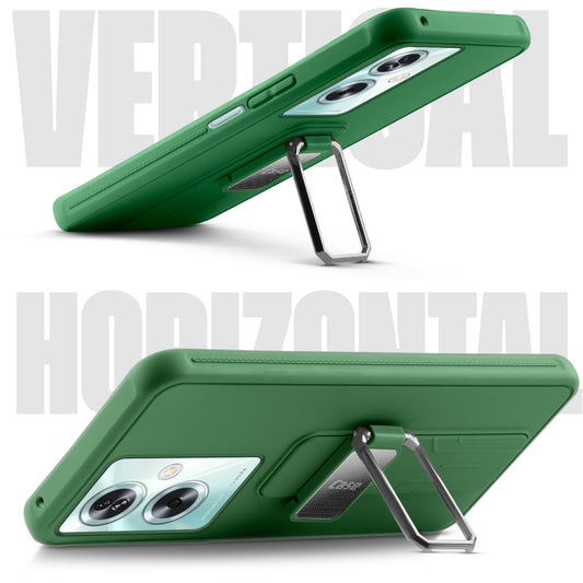 Premium Silicone Case with Metal Kickstand and Camera Protection Back Cover For Oppo A79 5G