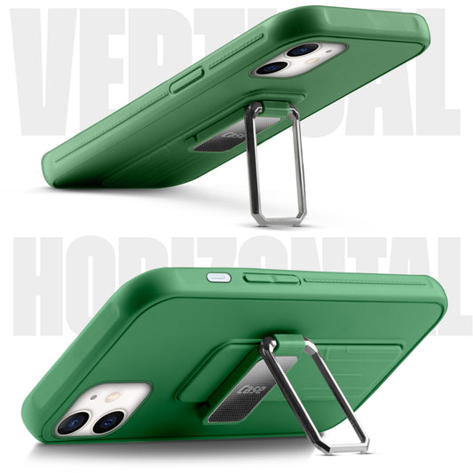 Premium Silicone Case with Metal Kickstand and Camera Protection Back Cover For Apple iPhone 11