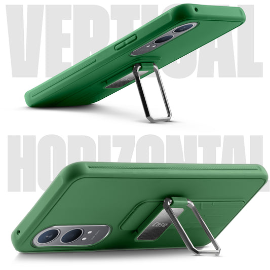 Premium Silicone Case with Metal Kickstand and Camera Protection Back Cover For OnePlus Nord CE 4 Lite 5G