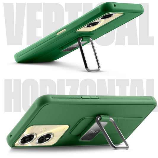 Premium Silicone Case with Metal Kickstand and Camera Protection Back Cover For Oppo A59 5G