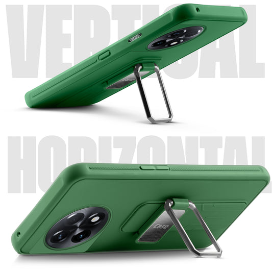 Premium Silicone Case with Metal Kickstand and Camera Protection Back Cover For OnePlus 11R 5G