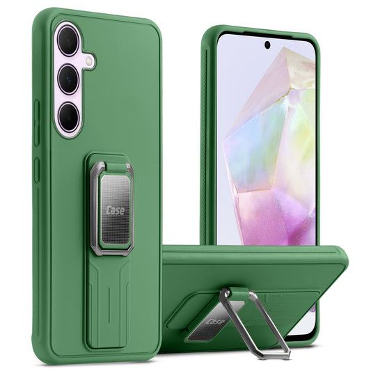 Premium Silicone Case with Metal Kickstand and Camera Protection Back Cover For Samsung A35 5G