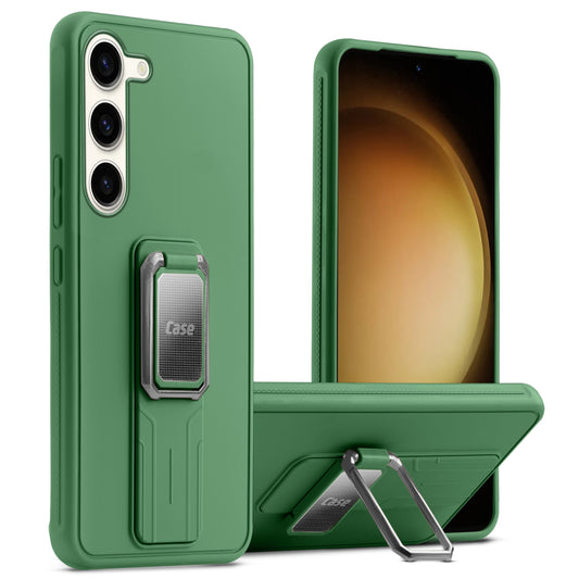Premium Silicone Case with Metal Kickstand and Camera Protection Back Cover For Samsung S23 5G