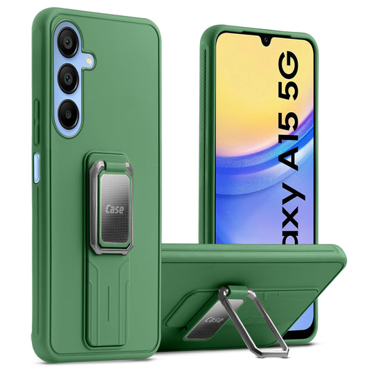Premium Silicone Case with Metal Kickstand and Camera Protection Back Cover For Samsung A15 5G