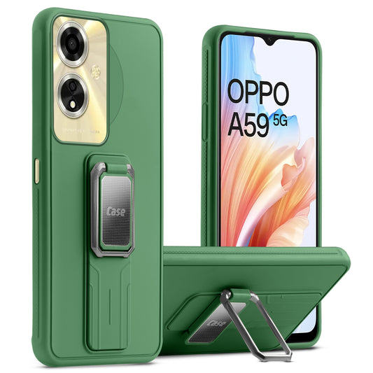 Premium Silicone Case with Metal Kickstand and Camera Protection Back Cover For Oppo A59 5G
